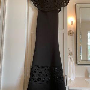 Off shoulder laser cut scuba dress